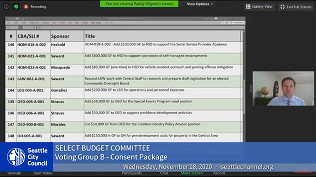 Select Budget Committee Session II 11/18/20