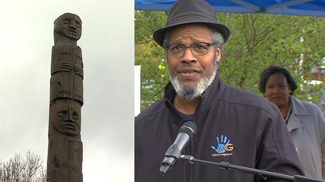 Historic Soul Pole returns to Douglass-Truth library branch